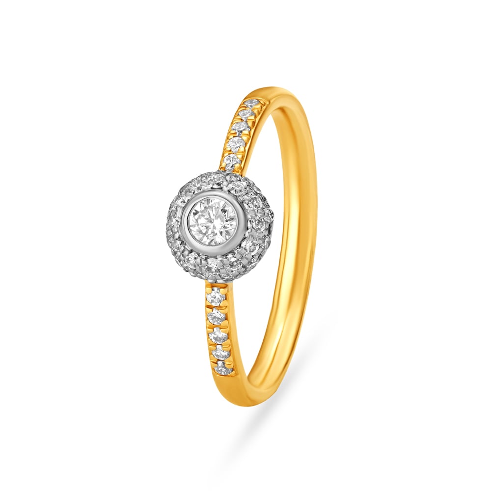 14KT Yellow Gold Luminous Lines Diamond Finger Ring