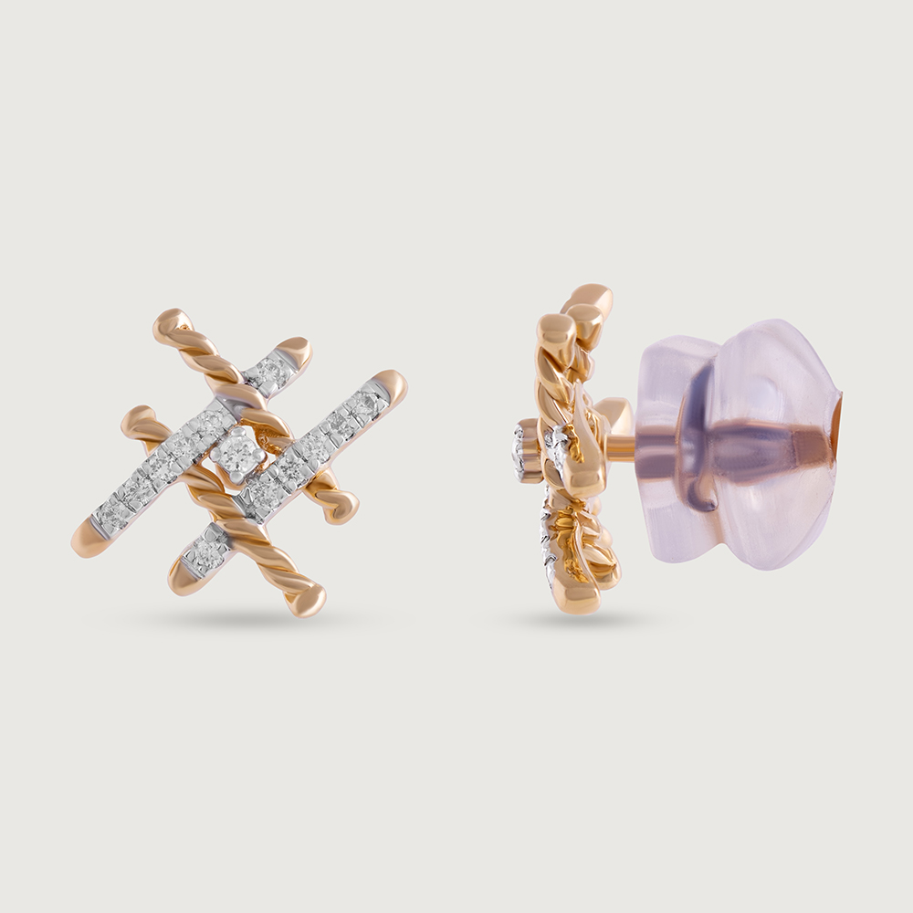 Twisted Harmony Gold & Diamond Stud Earrings,,hi-res image number null
