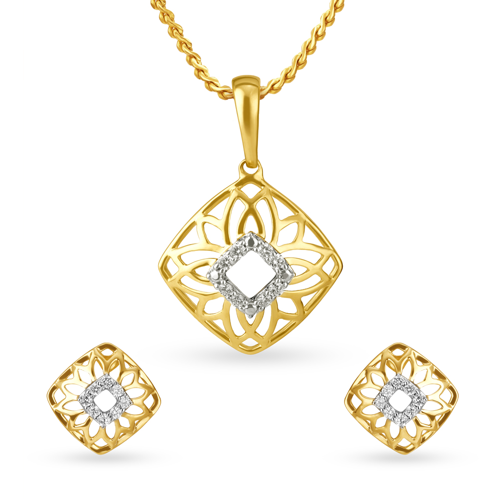 Classy Diamond Pendant and Earrings Set