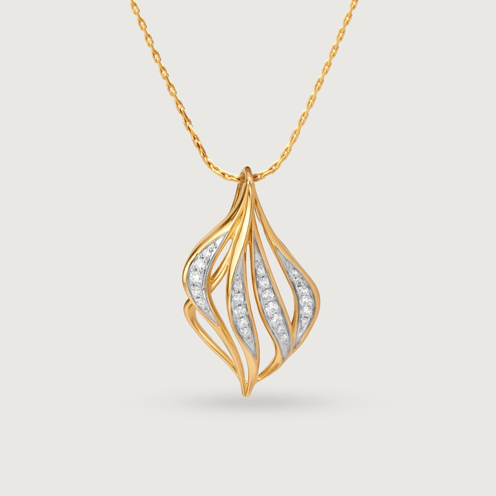 Draped Elegance 14 Kt Gold & Diamond Pendant,,hi-res image number null