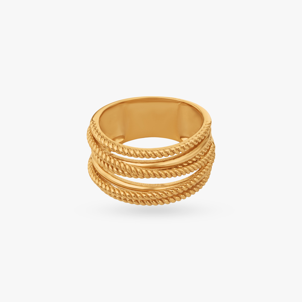 Rope Crest Gold Ring,,hi-res image number null