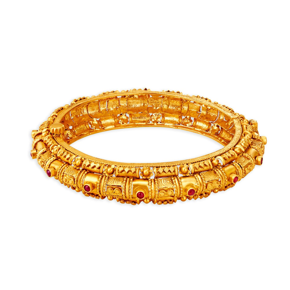 Opulent Traditional Gold Kada Bangle,,hi-res image number null