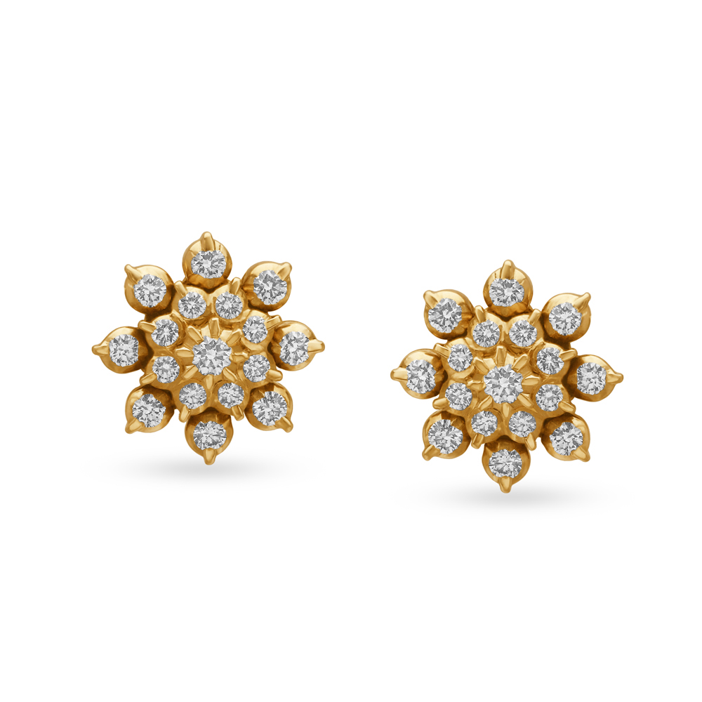 Dazzling Florals Diamond Stud Earrings,,hi-res image number null