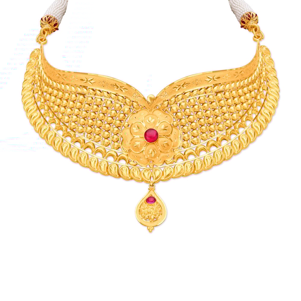 Divine Gold Choker Necklace Set,,hi-res image number null