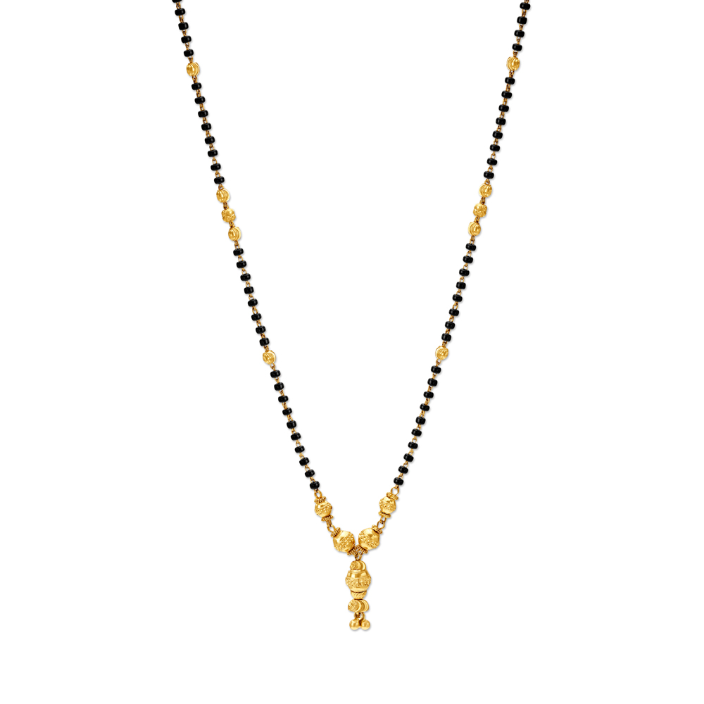 Enticing Yellow Gold Carved Bead Mangalsutra,,hi-res image number null