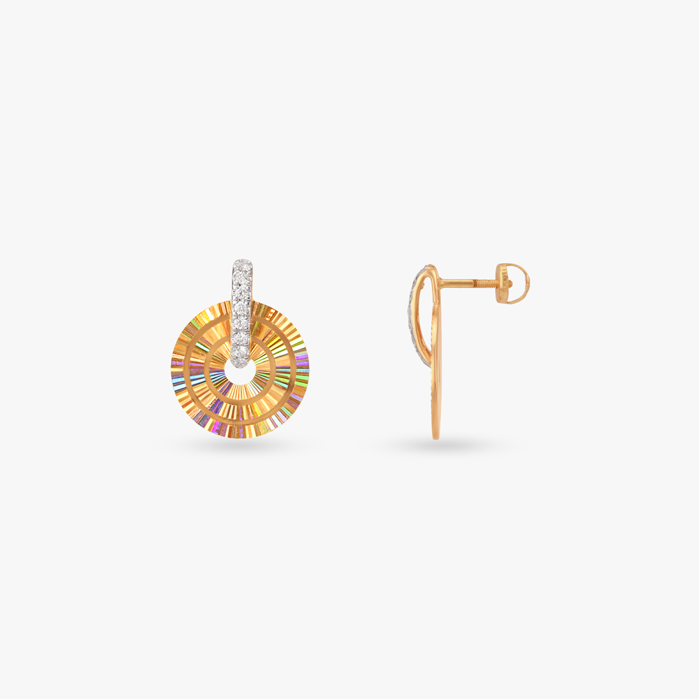 Prismatic Circle Diamond Stud Earrings,,hi-res image number null