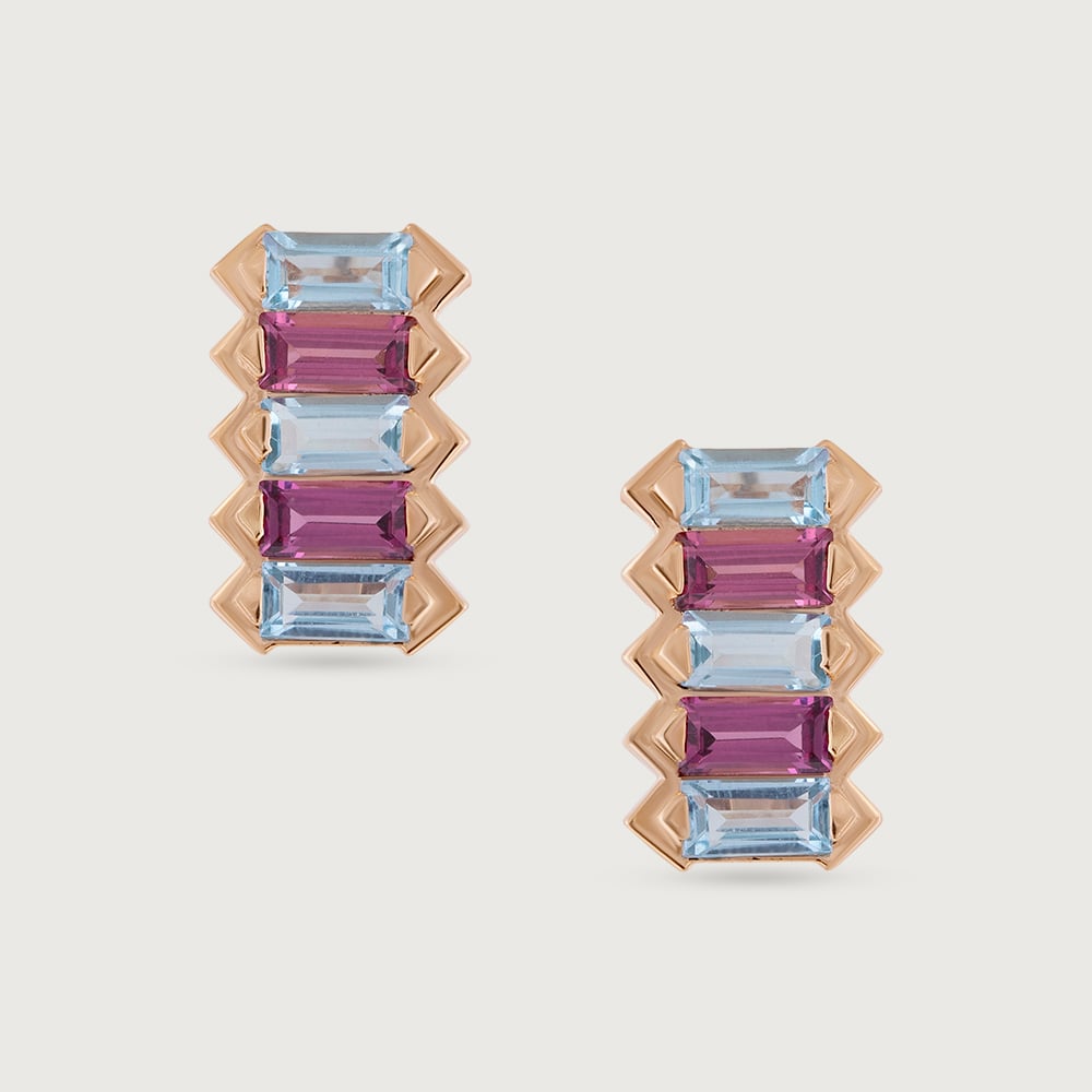 Dazzling Blue Topaz & Gold Elegance Stud Earrings,,hi-res image number null