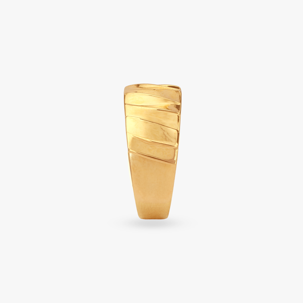 Angular Carved Gold Ring For Men,,hi-res image number null