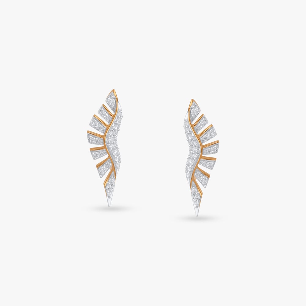Sculpted Wing Diamond Stud Earrings,,hi-res image number null