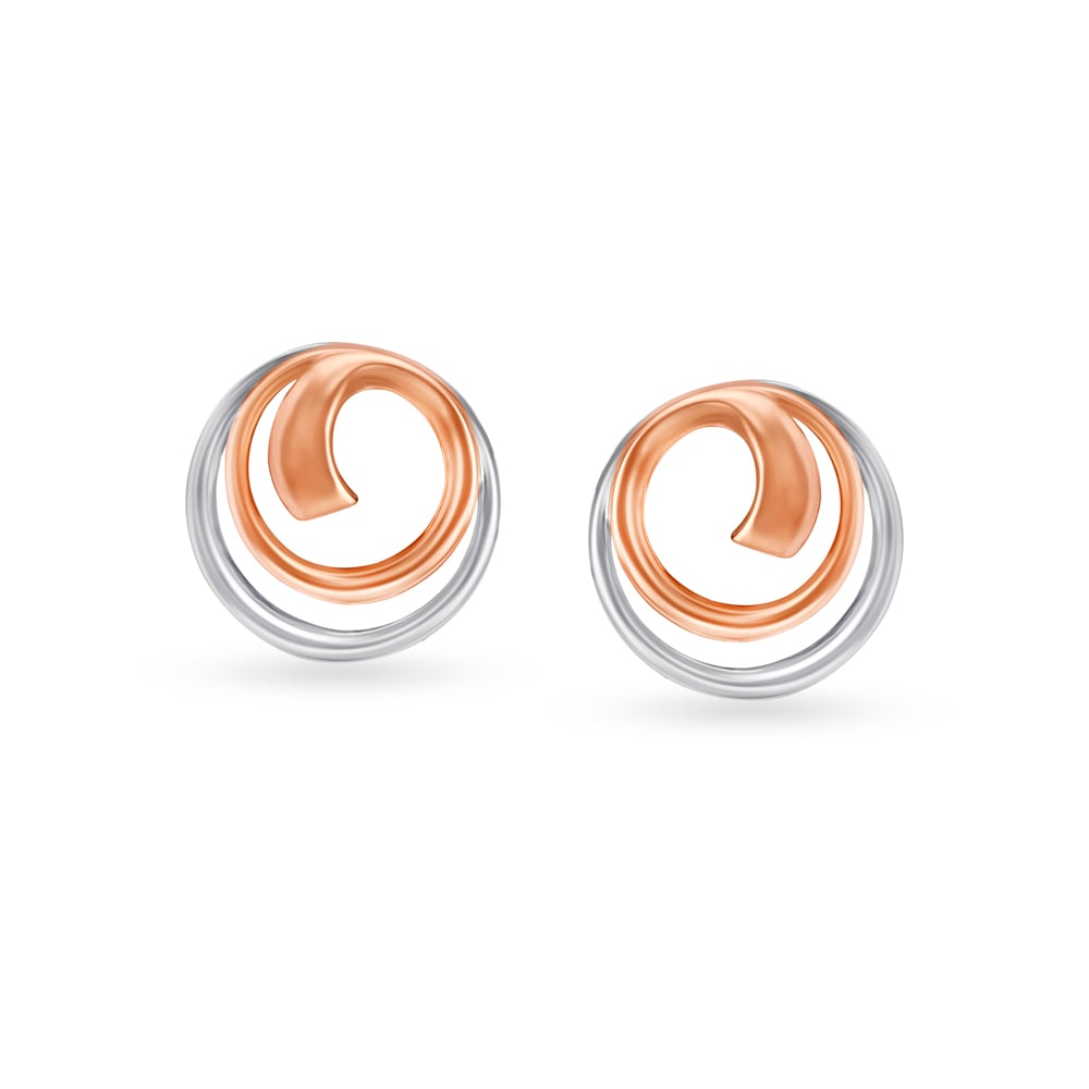 Elevating Two Toned Round Platinum Stud Earrings,,hi-res image number null