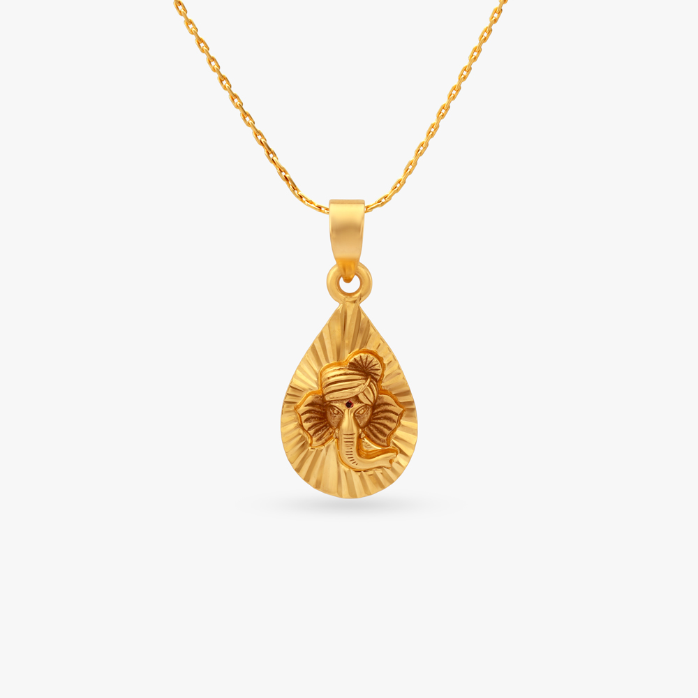 Radiant Ganesha Gold Pendant,,hi-res image number null