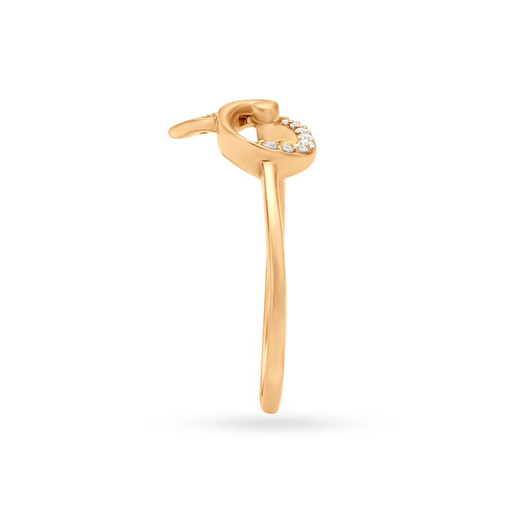 Floral Rose Gold and Diamond Finger Ring,,hi-res image number null