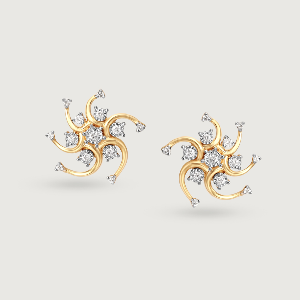 Star struck Nakshatra Whimsy 14KT Diamond Stud Earrings,,hi-res image number null