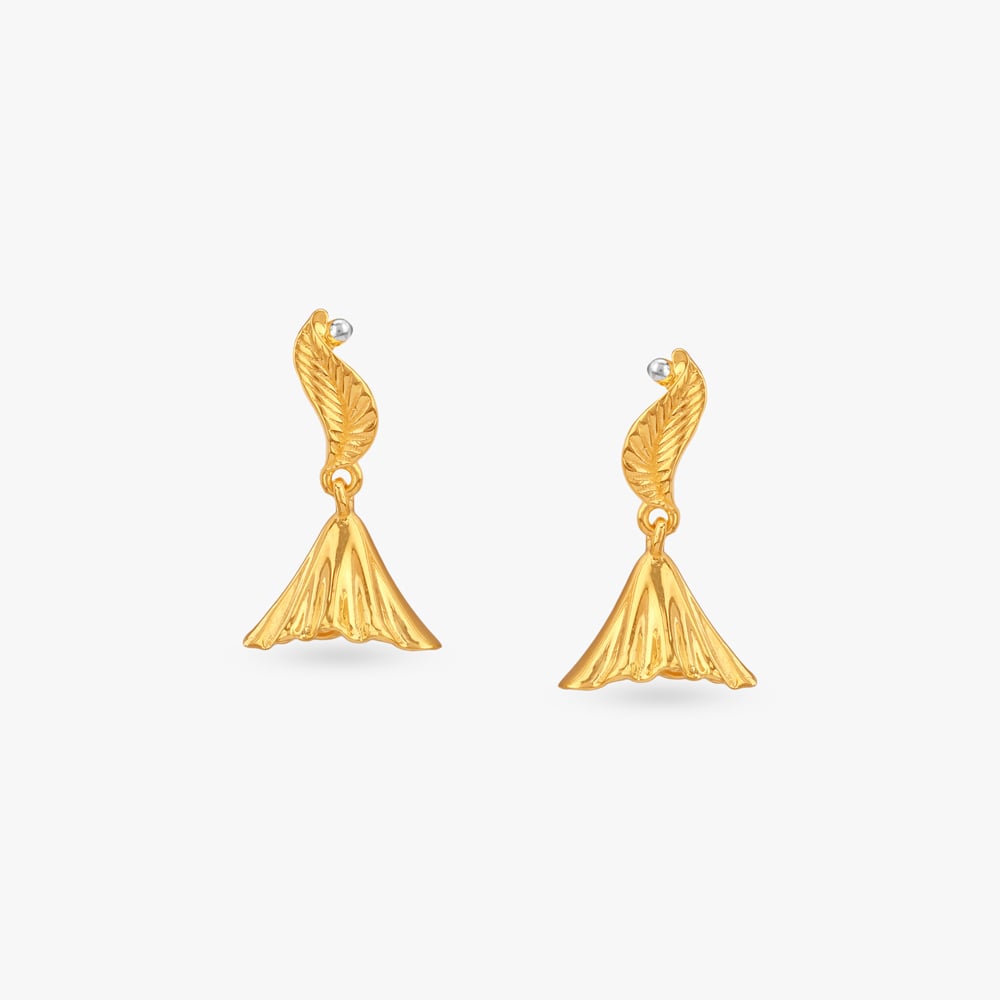 Dewdrop Drape Gold Jhumka Earrings,,hi-res image number null