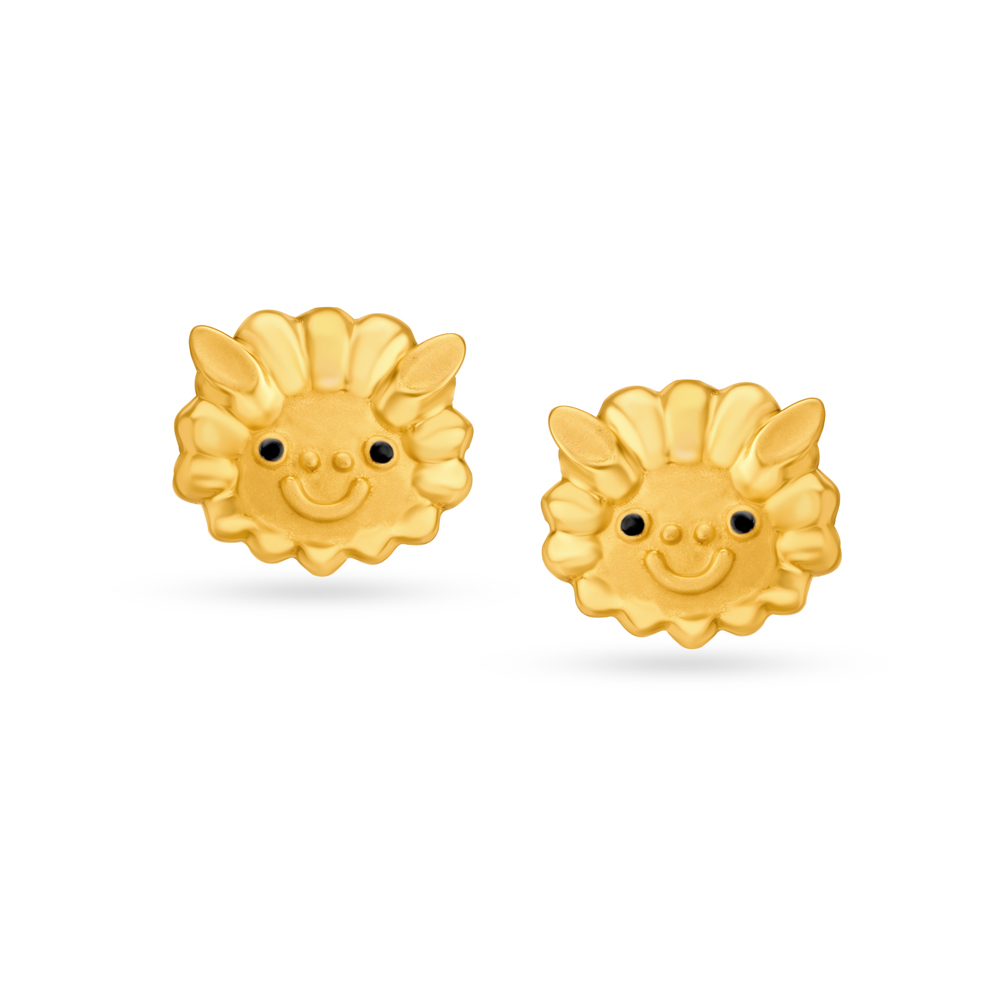 Sheep Face Gold Stud Earrings For Kids