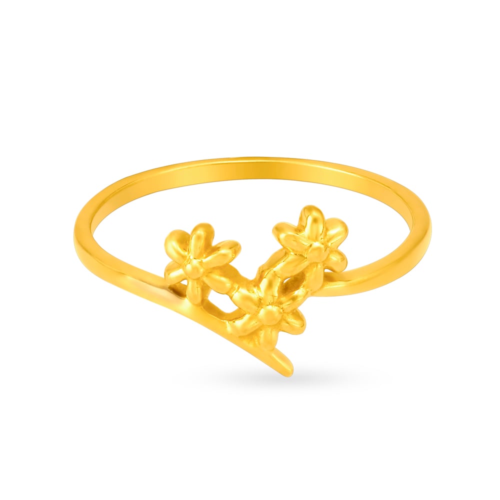 Adorable 22 Karat Yellow Gold Floral Finger Ring,,hi-res image number null