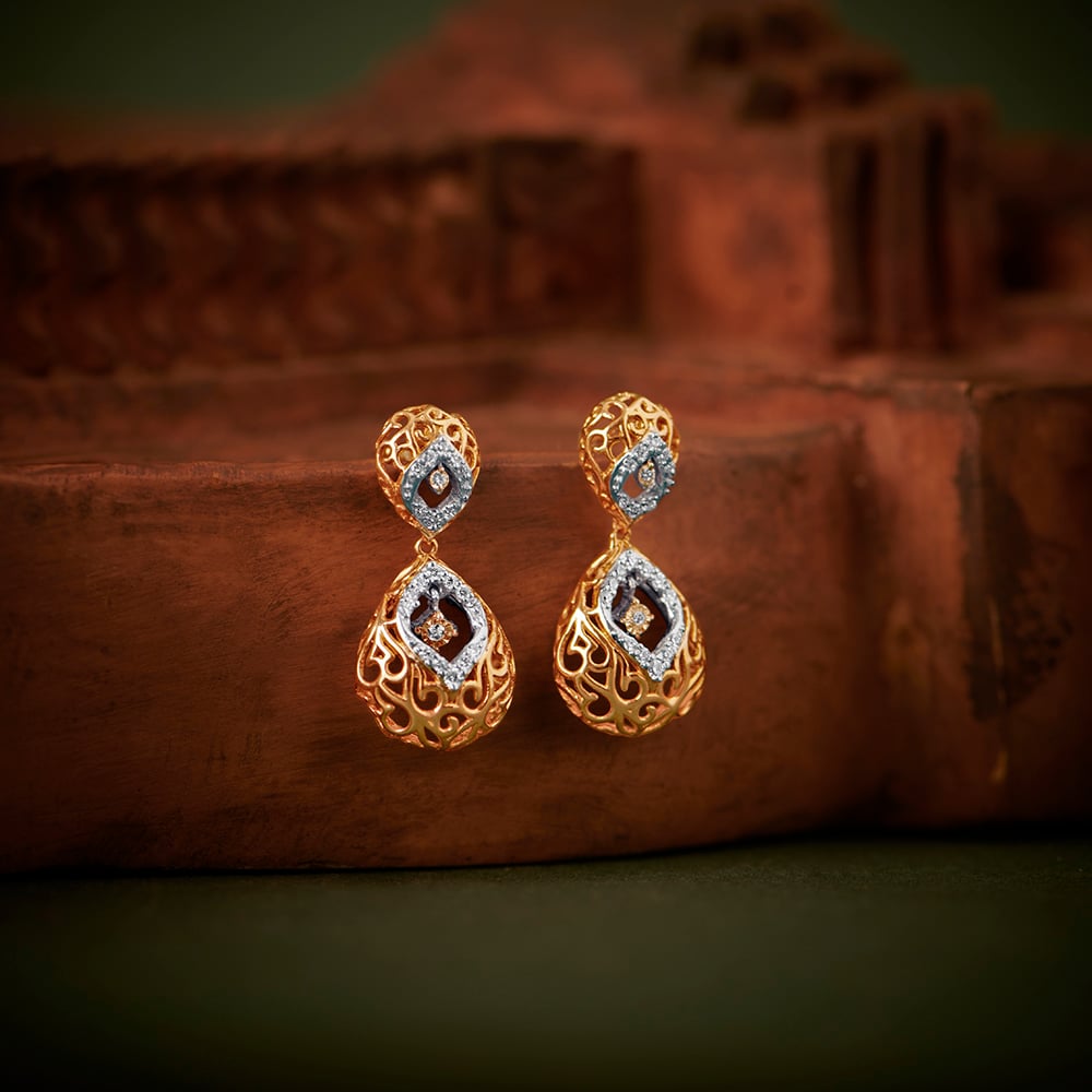 Eclectic Fancy Diamond Drop Earrings in White and Rose Gold