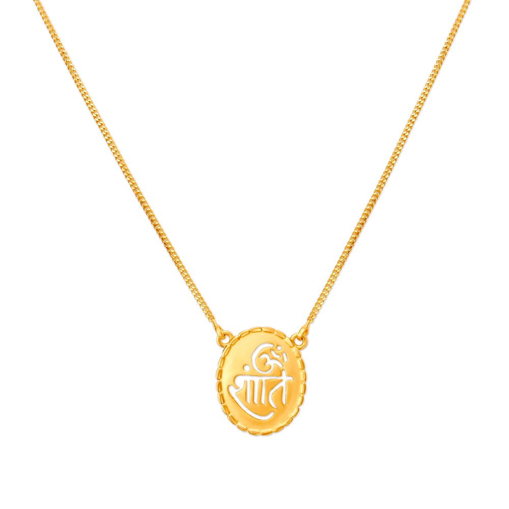 Divine Om Shanti Gold Pendant with Chain For Kids