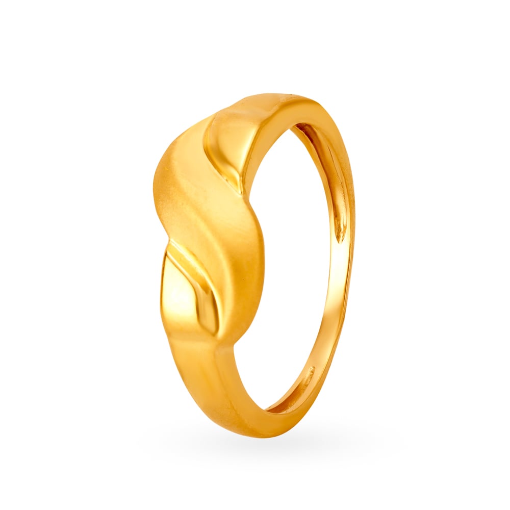 S Shaped Yellow Gold Finger Ring for Men,,hi-res image number null