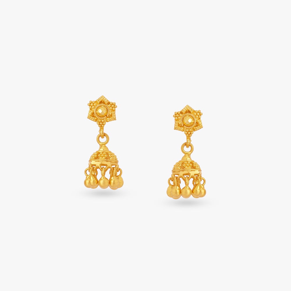 Royal Tassel Gold Jumka Earrings for Kids,,hi-res image number null