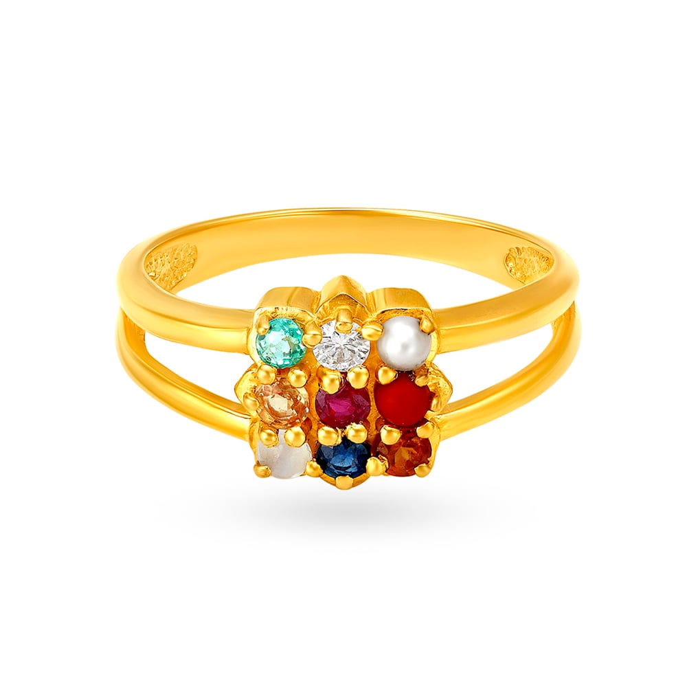 Vibrant Navaratna Diamond Finger Ring,,hi-res image number null