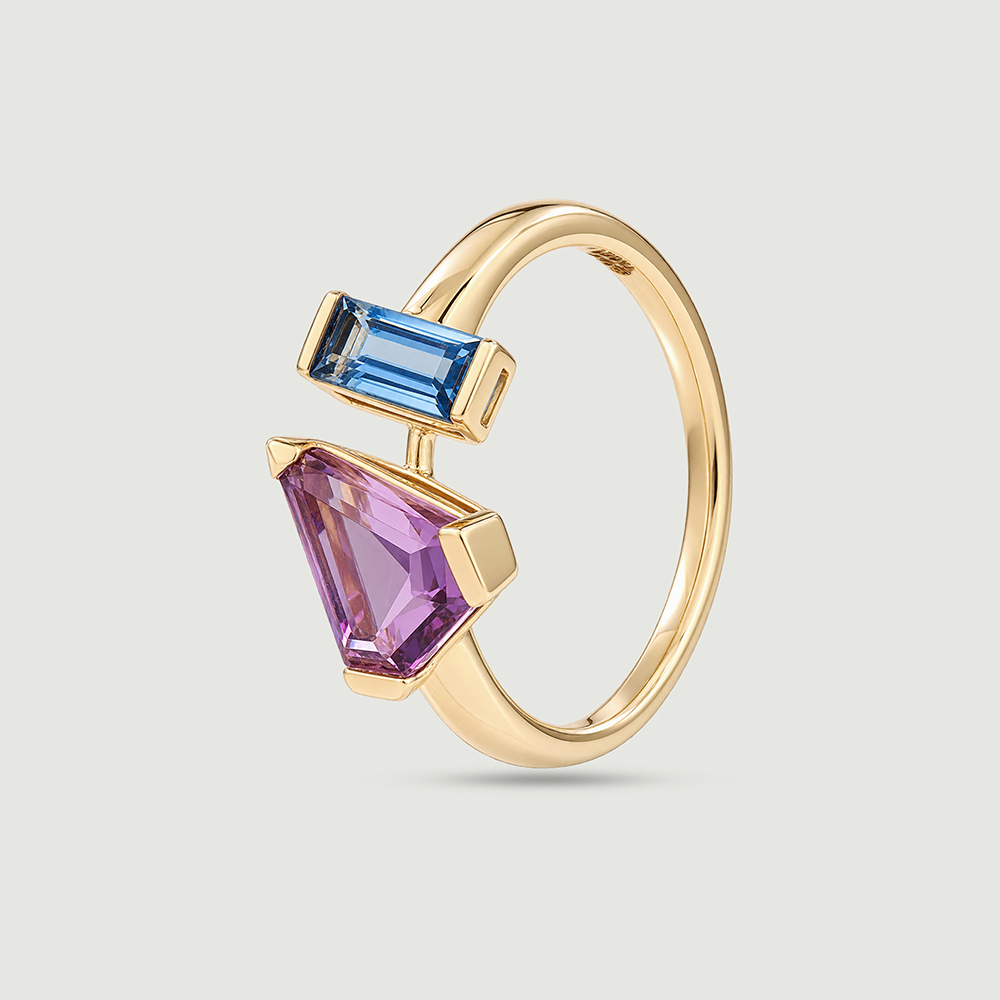 Sleek Faceted Amethyst and Topaz Ring,,hi-res image number null
