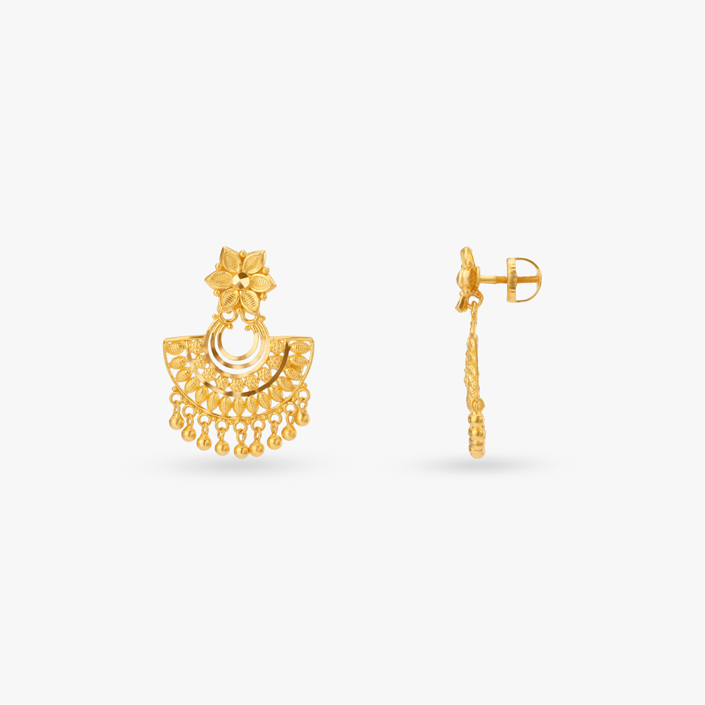 Regal Bloom Gold Drop Earrings,,hi-res image number null