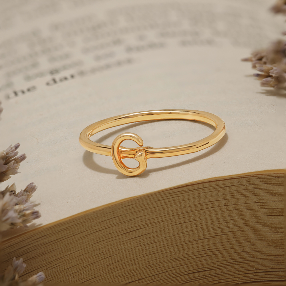 Letter G 14KT Yellow Gold Initial Ring,,hi-res image number null