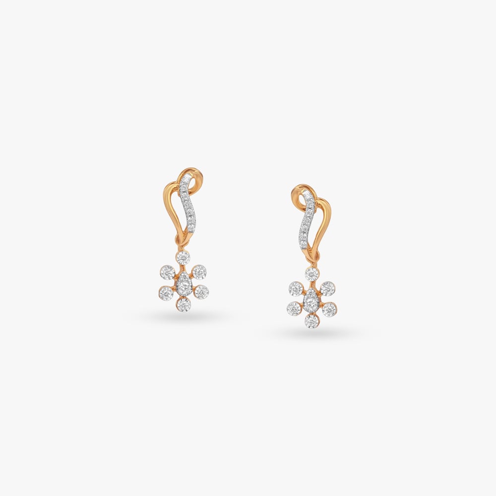 Twinkling Bloom Diamond Drop Earrings,,hi-res image number null