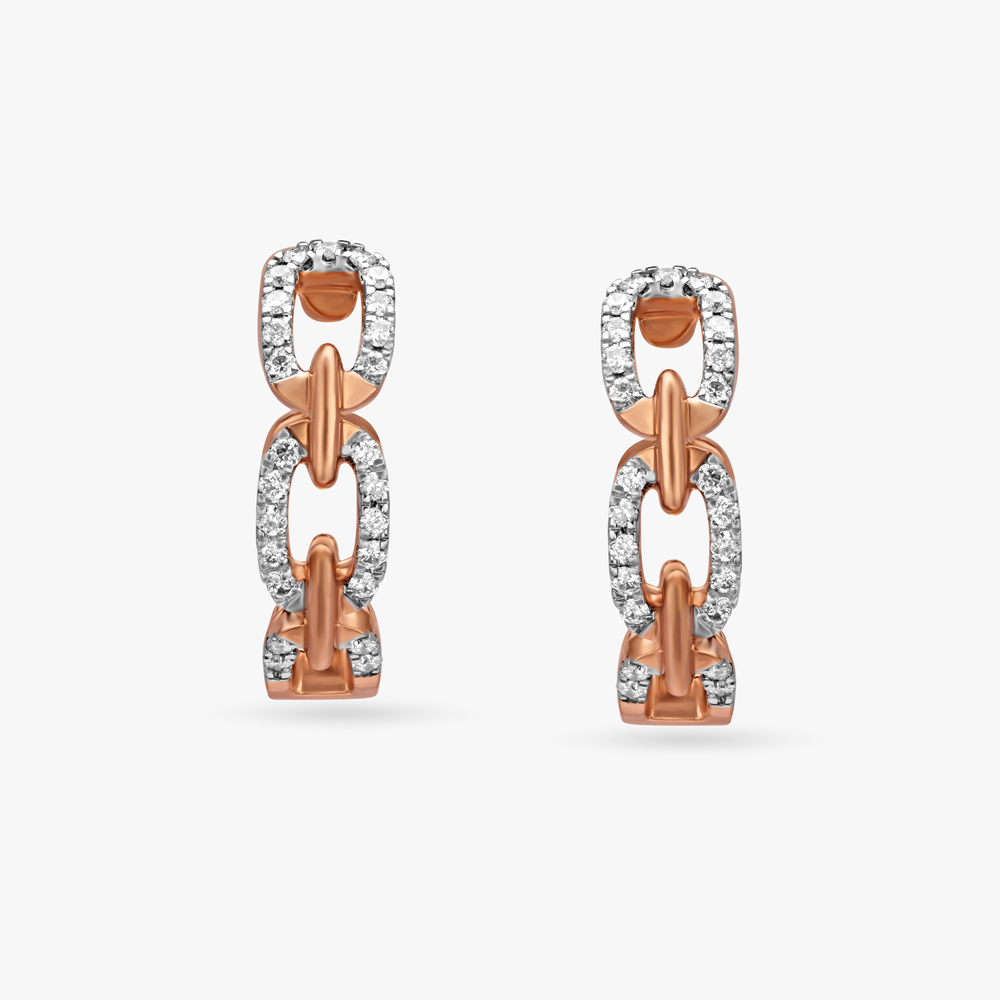 Elegant Link Diamond Hoop Earrings,,hi-res image number null