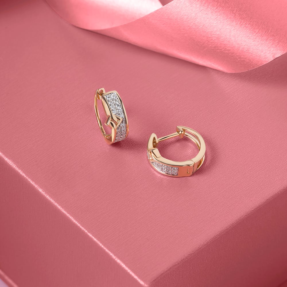 Elegant Vibes Gold & Diamond Hoop Earrings,,hi-res image number null