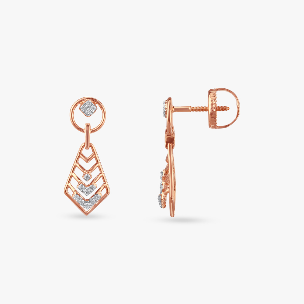 Geometric Gleam Diamond Drop Earrings,,hi-res image number null