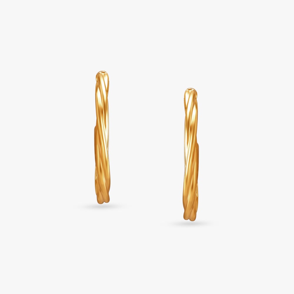 Refined Twist Gold Hoop Earrings,,hi-res image number null