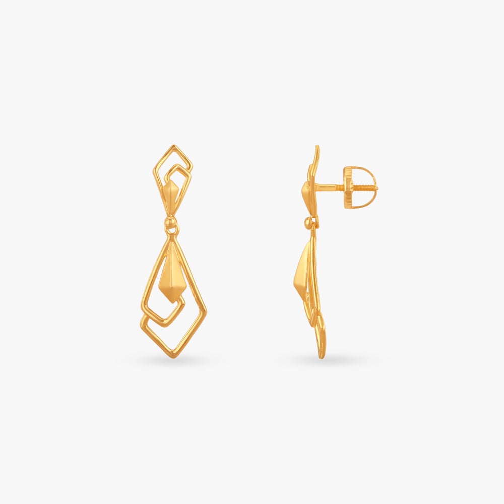 Abstract Chic Gold Drop Earrings,,hi-res image number null