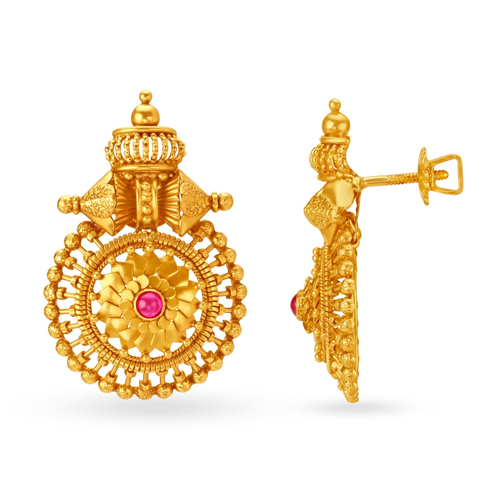 Artistic Gold and coloured stone Stud Earrings,,hi-res image number null