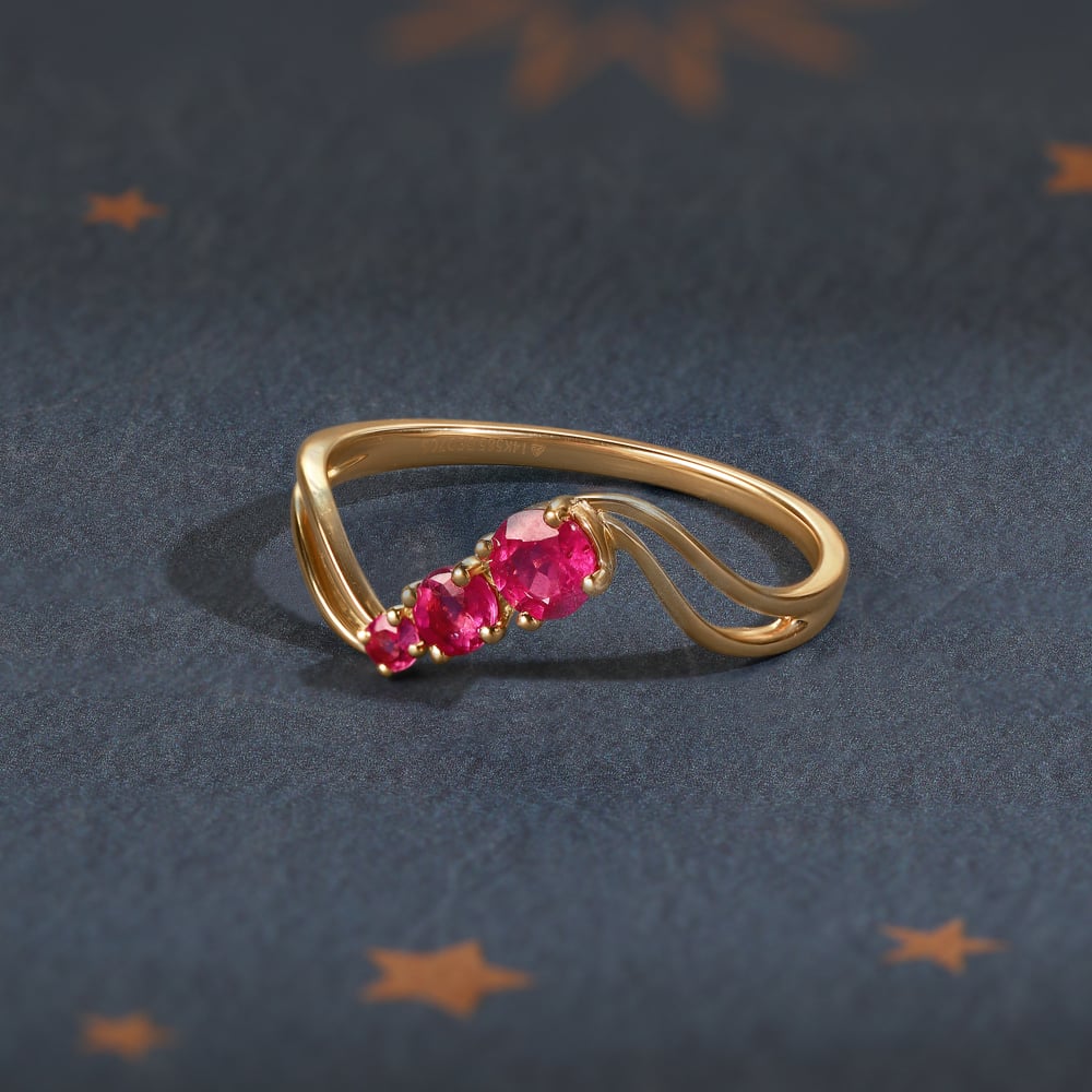 Phases Of The Moon Pink Sapphire 14KT Finger Ring
