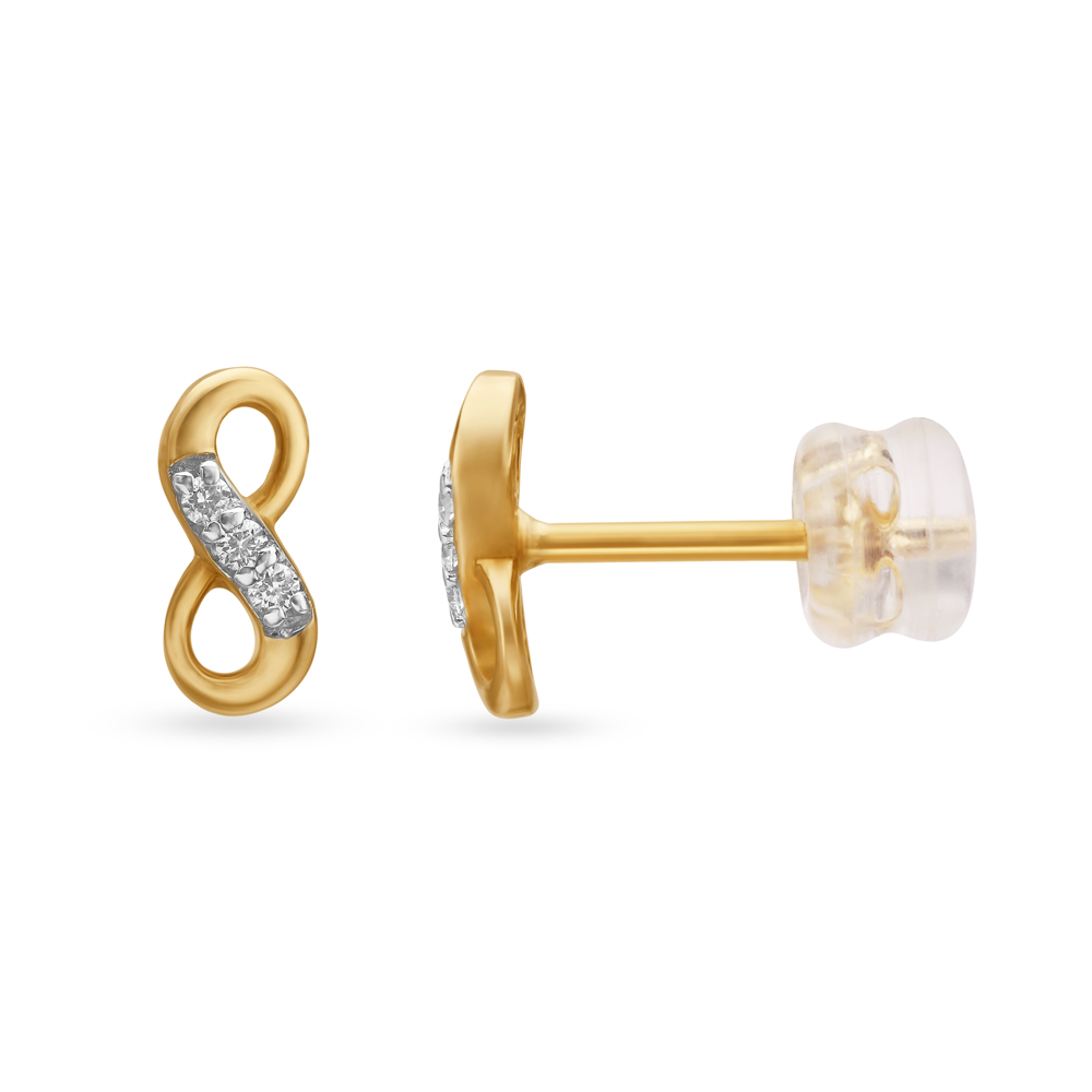 Infinity Diamond and Gold Stud Earrings,,hi-res image number null