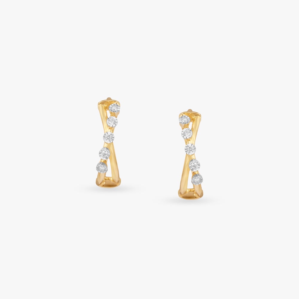 Sculpted Zig Diamond Hoop Earrings,,hi-res image number null