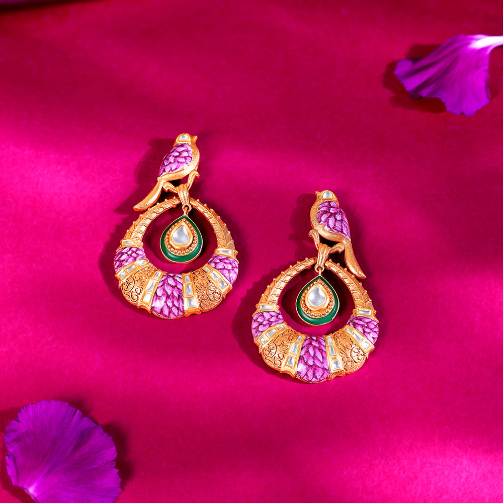 Majestic Crest Gold Drop Earrings,,hi-res image number null
