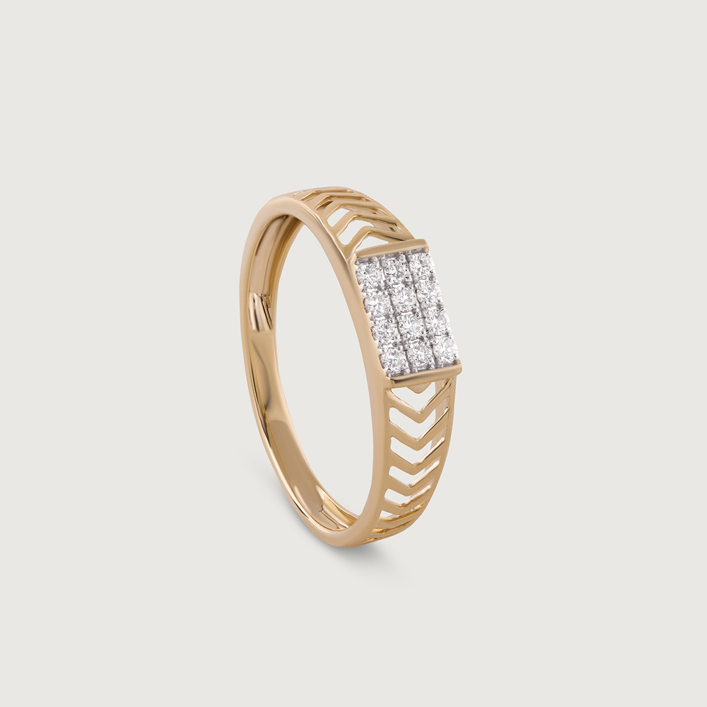 Chevron Shine Gold & Diamond Ring for Men,,hi-res image number null