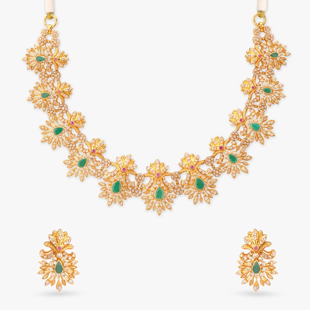 Clustered Splendour Gold Necklace Set,,hi-res image number null