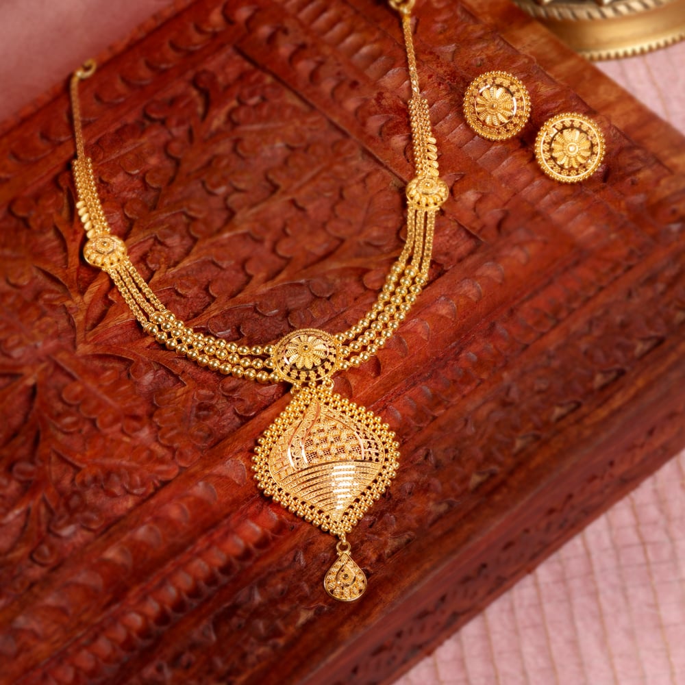 22 karat yellow gold Vintage traditional stylish Necklace indian gold  jewellery from rajasthan and punjab india | TRIBAL ORNAMENTS