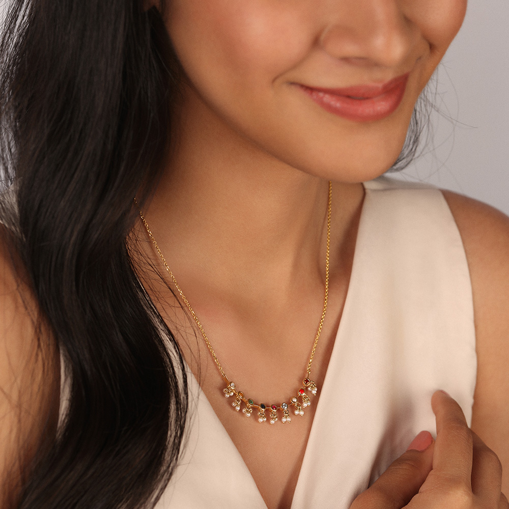 Charm of Cheer 14KT Navratna Necklace,,hi-res image number null