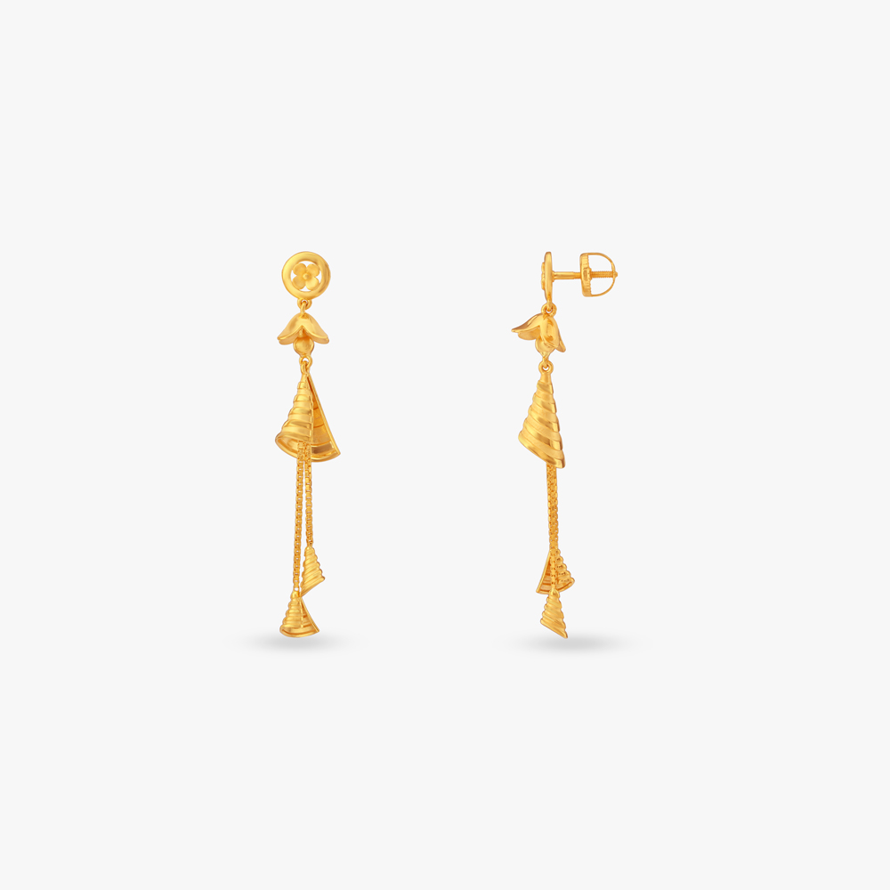 Spiral Cascade Gold Drop Earrings,,hi-res image number null