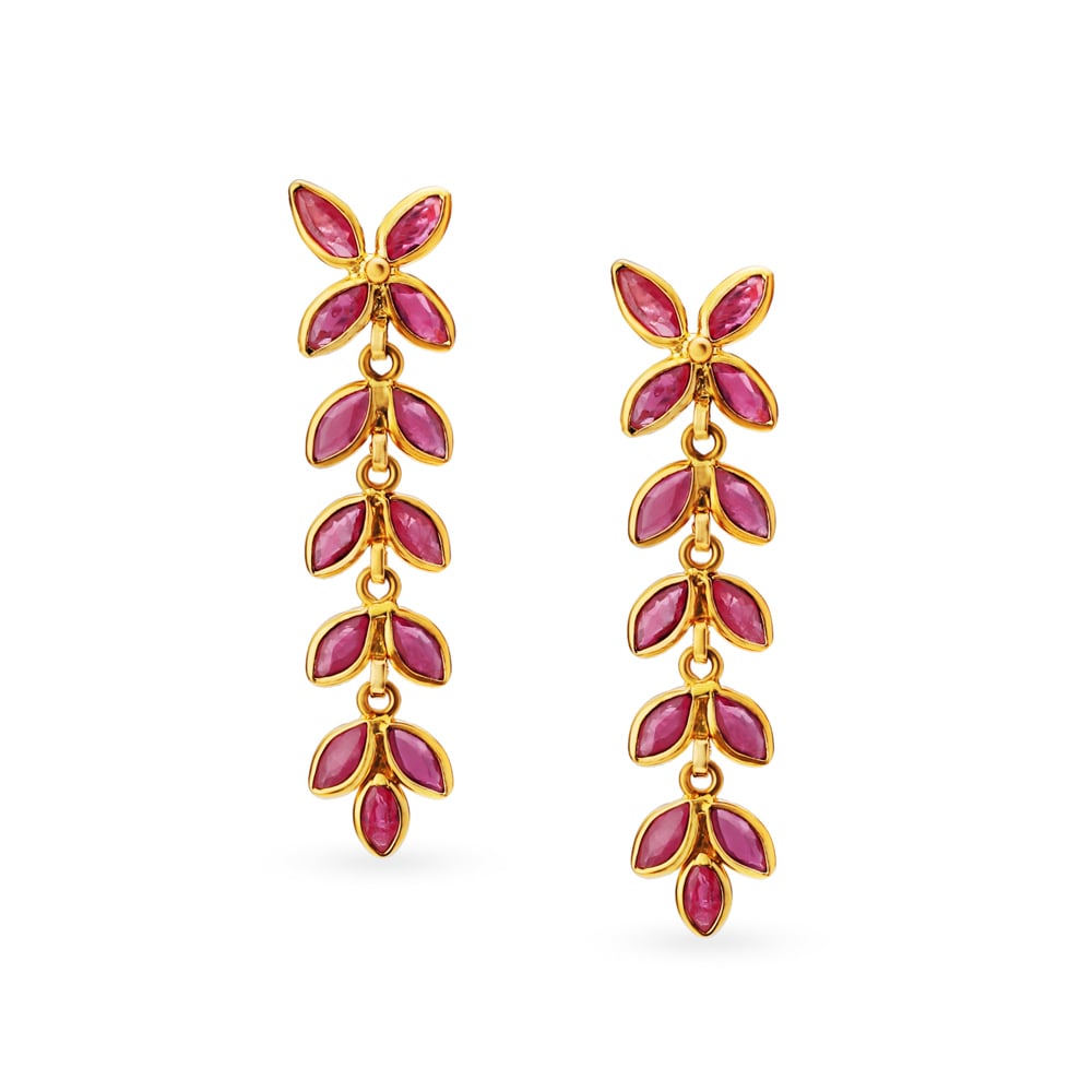 Blooming Ruby Vine Drop Earrings