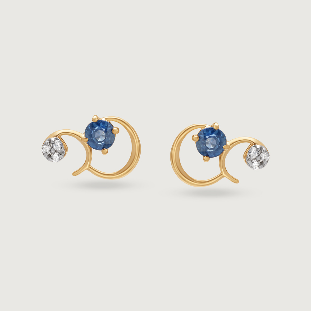 Starry Galaxies 14KT Diamond and Blue Sapphire Earrings,,hi-res image number null