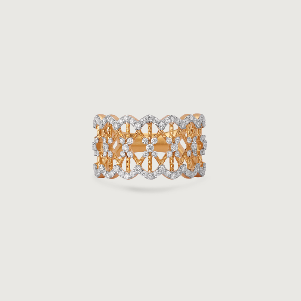 Opulent Mesh Gold & Diamond Finger Ring,,hi-res image number null