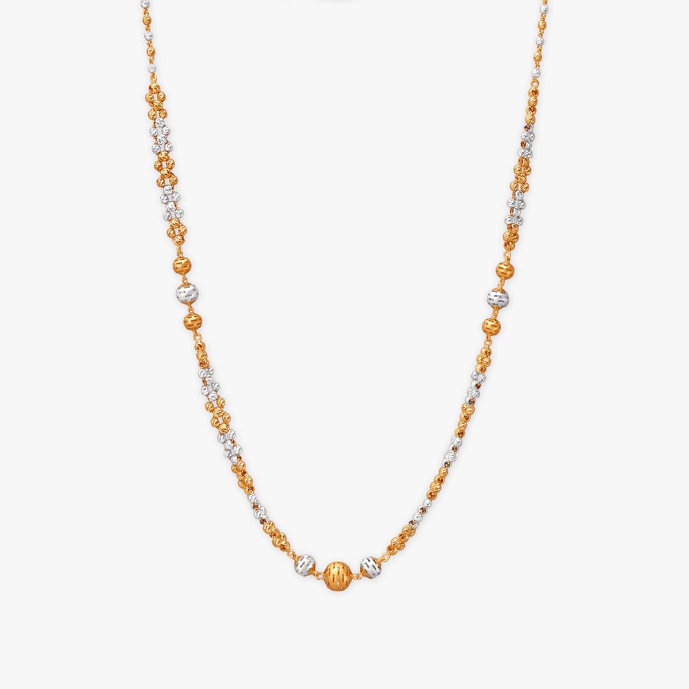 Dual-Tone Beaded Gold Necklace Set,,hi-res image number null