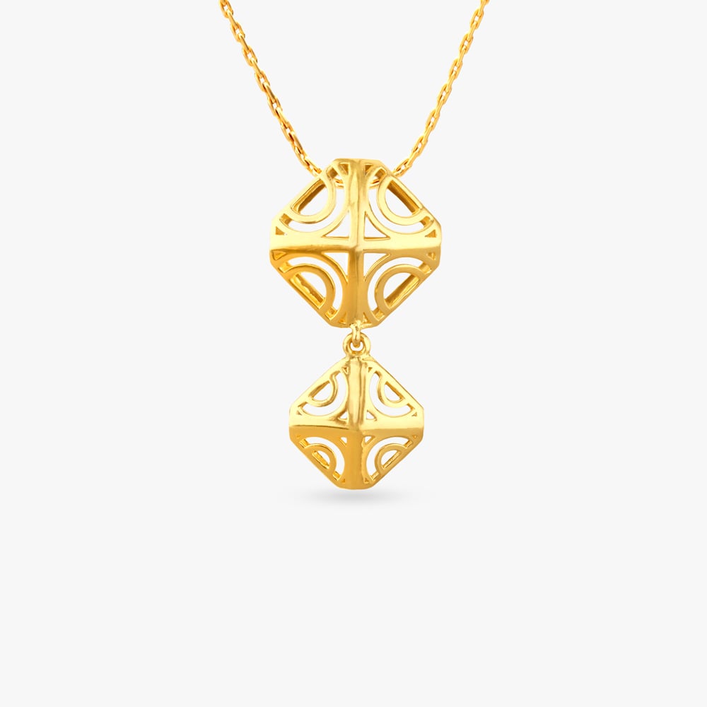 

Sculpted Geometry Gold Pendant and Earrings Set