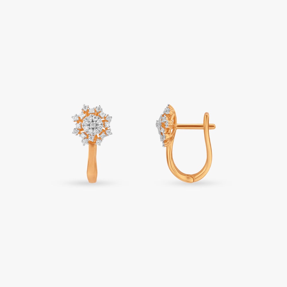 Starburst Crown Diamond Hoop Earrings,,hi-res image number null